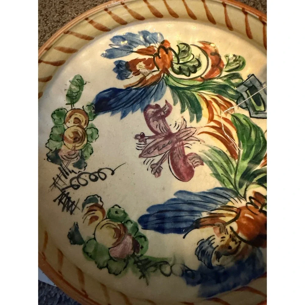 Vintage Hand Painted Floral Ceramic Footed Bowl Made in Japan 8 Inch Decorative